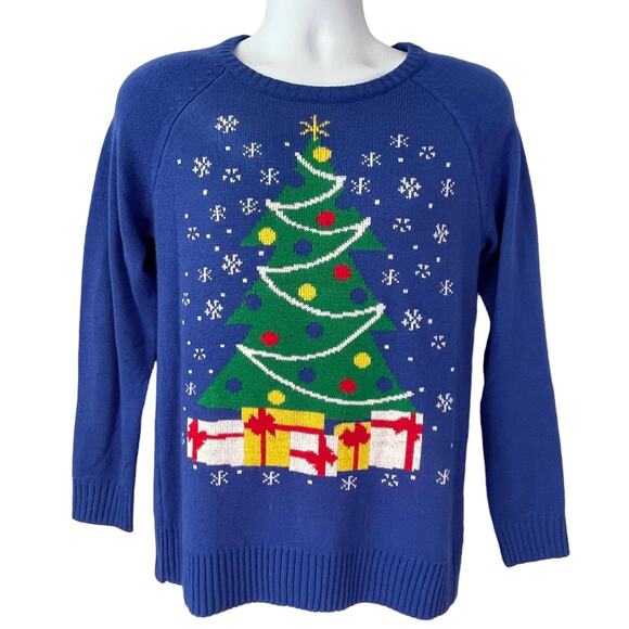 L.O.L. Vintage Christmas Tree and Presents Ugly Christmas Sweater Size Med - Picture 1 of 3